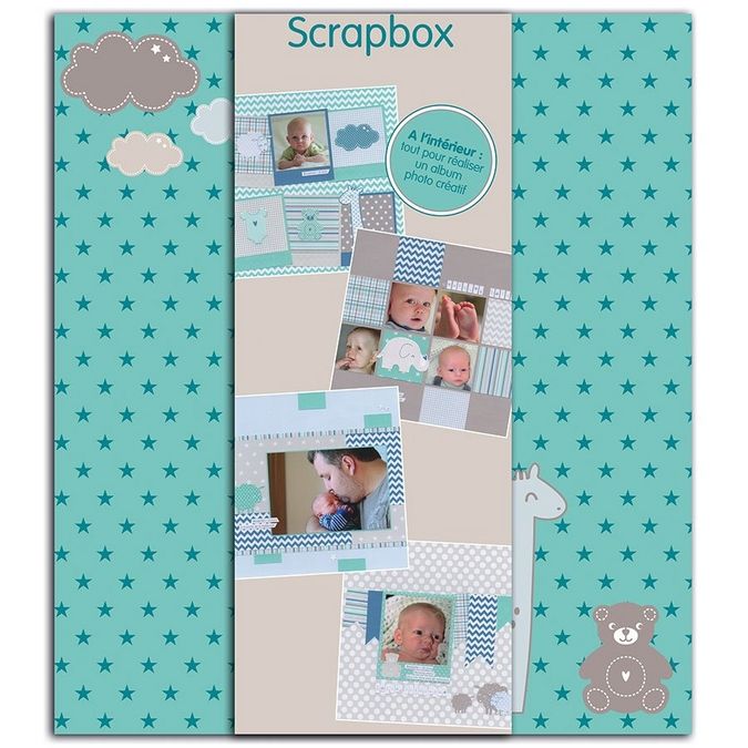 Kit de scrapbooking Scrapbox Naissance bleu