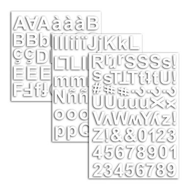 Autocollant cartonné chipboard Alphabet blanc x 165