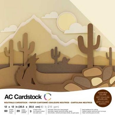 Papier Cardstock pack Couleurs neutres 60 feuilles 30,5 x 30,5 cm