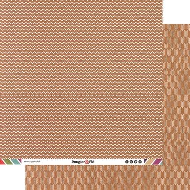 Papier scrapbooking 30,5 x 30,5 cm Chocolat / Chevrons