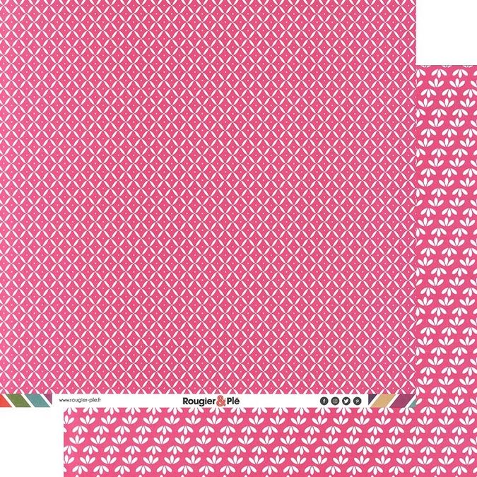 Papier scrapbooking 30,5 x 30,5 cm Fuchsia / Géométrique