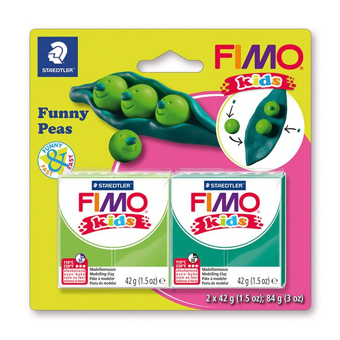 Pâte à modeler polymère Fimo Kids Funny Kit Petits pois