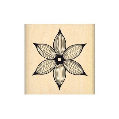 Tampon bois Jolie fleur lignée 4,5 x 4,5 cm