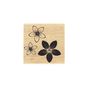 Tampon bois Trio de fleurs 6 x 6cm