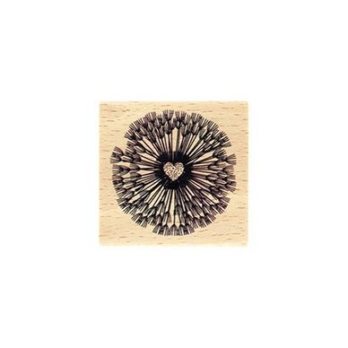 Tampon bois Fleur en cœur 4 x 4 cm