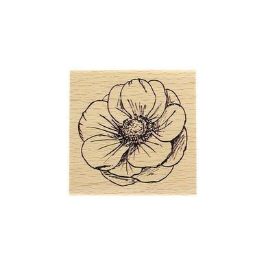 Tampon bois Fleur esquissée 7 x 7 cm