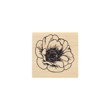 Tampon bois Fleur éclose 6 x 6 cm