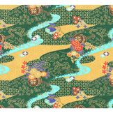 Papier Japonais 52 x 65,5 cm 100 g/m² Rivière dorée fond vert