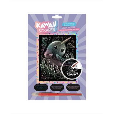 Carte à gratter Scraper holographique Kawaii Narval rieur
