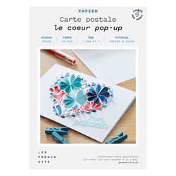 Kit papier Carte postale le cœur pop-up