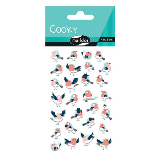 Stickers 3D Cooky oiseaux x 28 pcs
