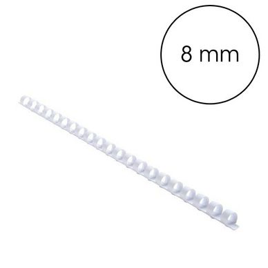 Peigne de reliure plastique Blanc A4 Ø 8 mm 25 pcs