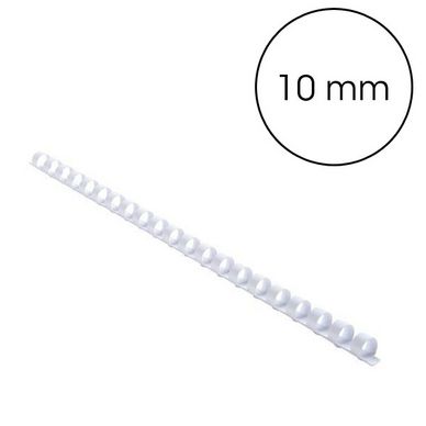 Peigne de reliure plastique Blanc A4 Ø 10 mm 25 pcs