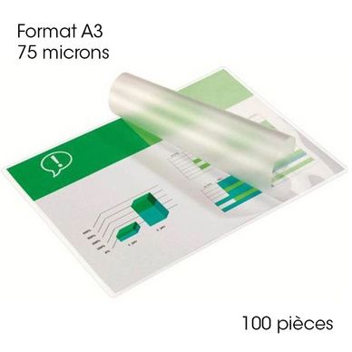 Pochette de plastification A3 75 microns Brillante 100 pcs