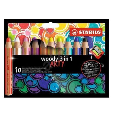 Crayons de couleur Woody Set Arty 10 couleurs + taille crayon