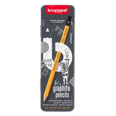 Crayons graphites dans boîte métal x 6 pcs