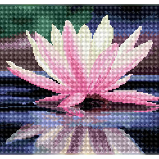 Broderie Diamant kit Squares intermédiaire Reflet de fleur de lotus