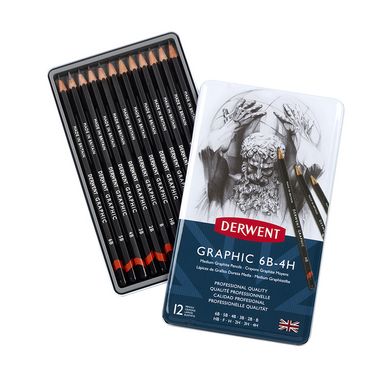 Crayon graphite Graphic Boîte métal Mines moyennes 12 pcs