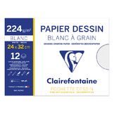 Papier Dessin Blanc à grain 24 x 32 cm 224 g/m² par 12
