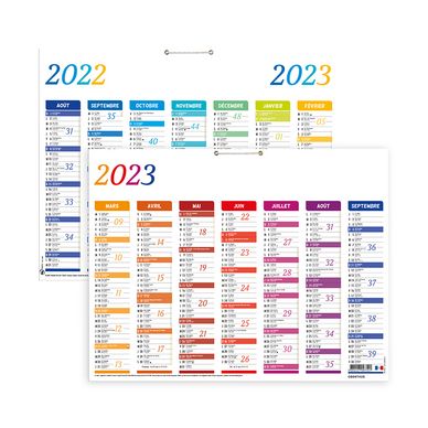 Calendrier Arc-en-ciel 2022-2023 14 mois 27 x 21 cm
