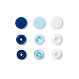 Bouton-pression Color Snaps Rond 12,4 mm Bleu-Bleu clair-Blanc 30 pcs