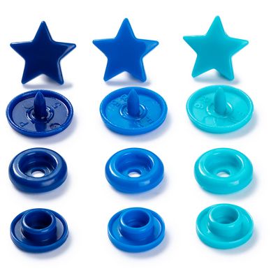 Bouton-pression Color Snaps Étoile 12,4 mm Bleu-Turquoise-Encre 30 pcs
