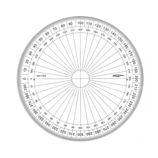 Rapporteur cercle entier Grades Ø 15 cm
