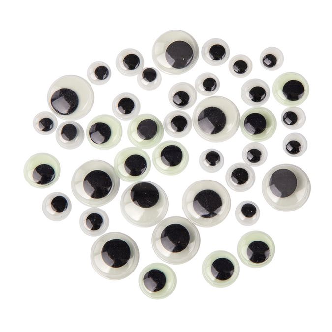 Yeux avec pupille mobile Glow in the dark 40 pcs assorties