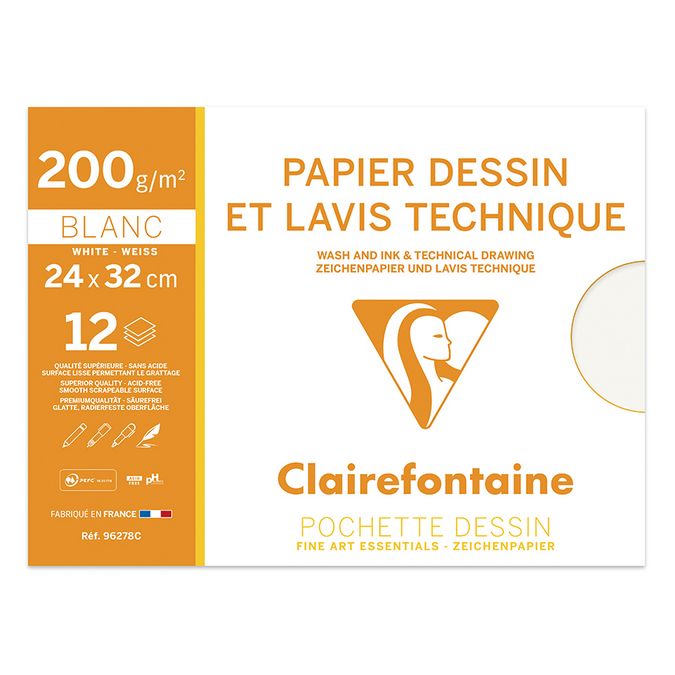 Papier Dessin et Lavis Technique 24 x 32 cm 200 g/m² 12 F