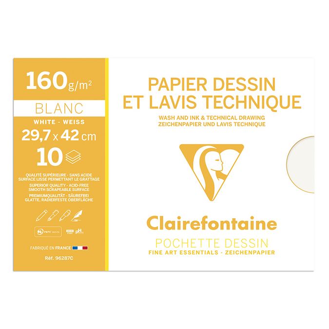 Papier Dessin et Lavis Technique 160 g/m² Pochette