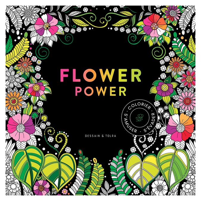 Livre de coloriage Black Coloriage Flower Power
