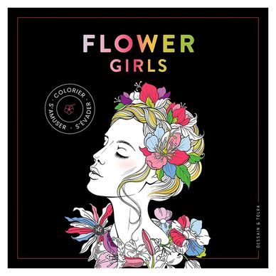 Livre de coloriage Black Coloriage Flower Girls