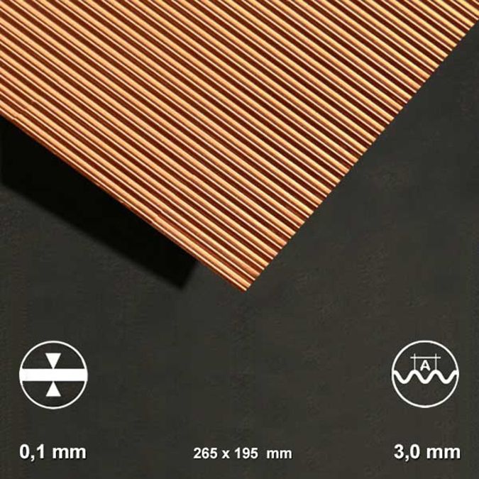 Tôle ondulée en cuivre motif 3 mm