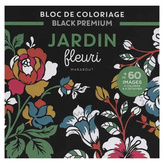 Bloc de coloriage Black Premium Jardin Fleuri