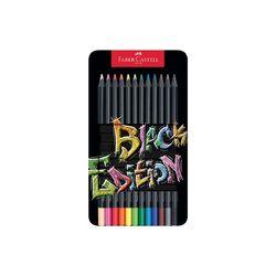 Crayons de couleur Black Edition 12 pcs Boîte Métal