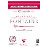 Papier Aquarelle Fontaine 300 g/m² Bloc de 12 Feuilles Grain Fin