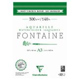 Papier Aquarelle Fontaine 300 g/m² Bloc de 12 Feuilles Grain Torchon