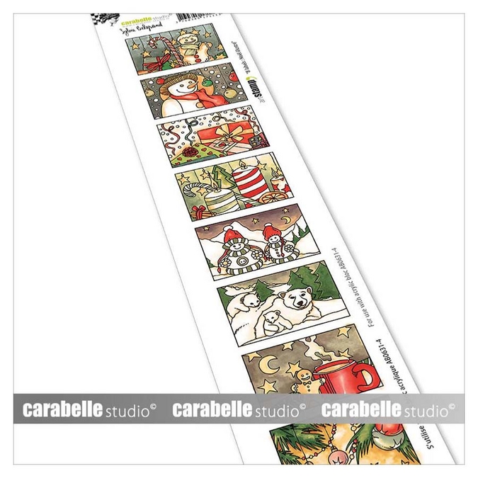 Tampon Cling 5 x 29 cm Etiquettes pour timbre Noël illustré