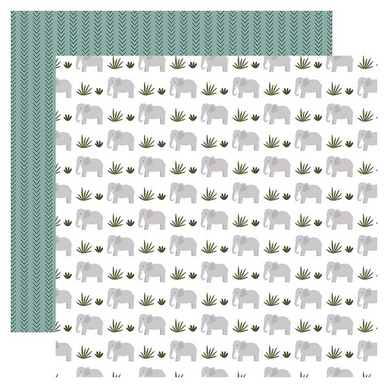 Papier imprimé 30,5 x 30,5 cm Little Explorer - Exploring Elephants