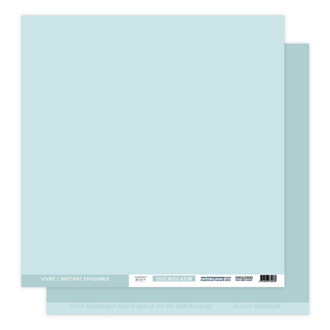 Papier imprimé uni 30,5 x 30,5 cm 250 g/m² À petits pas - Duo Bleu Azur