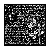 Pochoir 18 x 18 cm Rose Parfum - Manuscrit et roses