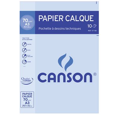 Canson - Pochette papier calque - 10 feuilles - A3 - 90 gr Pas