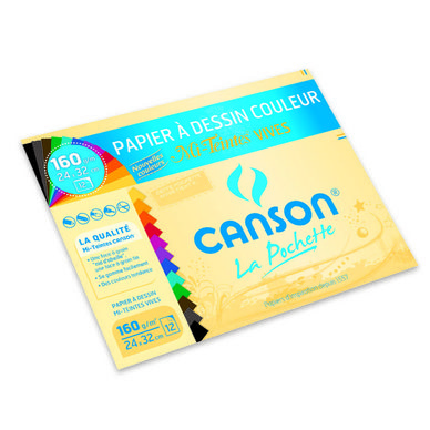 CANSON Lot de 6 Pochettes de 12 feuilles de papier de création A4 150 g couleurs claires assorties