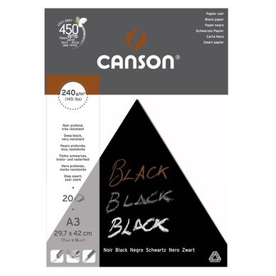 Bloc de papier noir A3 29,7 x 42 cm 250 g/m² Canson chez Rougier & Plé