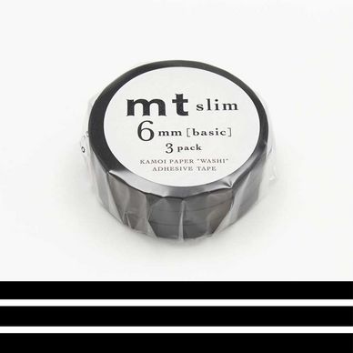 Rubans décoratifs adhésifs fins - Uni noir mat - 0,6 mm - Set de 3 Masking  Tape mt chez Rougier & Plé