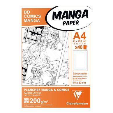 Papier Manga BD Comic A4 - 40 Fles - 200 g/m² Grille simple Clairefontaine  chez Rougier & Plé