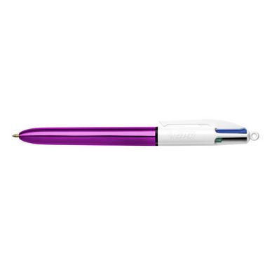 Stylo bille 4 couleurs Corps Shine métallisé violet Bic chez Rougier & Plé