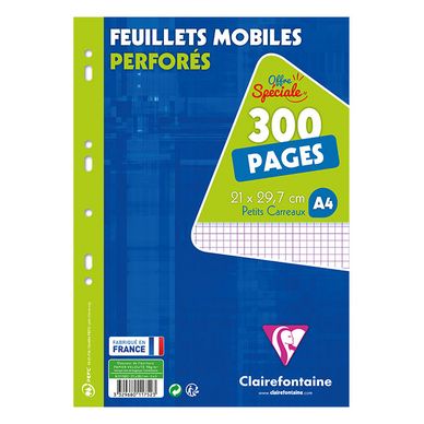 Feuillets mobiles perforés A4 Petits carreaux 300 pages Clairefontaine chez  Rougier & Plé