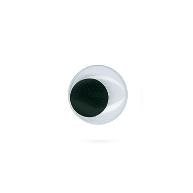 20 YEUX OEIL 14mm plastique fond blanc pupille noir à coller loisirs DIY