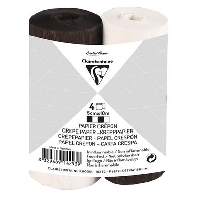 Bandes de papier crépon ignifugé Assortiment Noir et Blanc 5 cm x